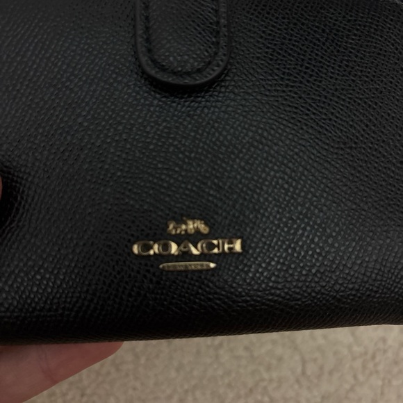 Coach Black Leather Compact Wallet - Picture 2 of 6